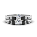 Load image into Gallery viewer, radiant-cut-channel-three-stone-diamond-engagement-ring-with-black-diamond-in-white-gold-FDENS205RAGBLACK-NL-WG.jpg
