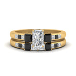 Load image into Gallery viewer, radiant-cut-channel-three-stone-diamond-engagement-ring-with-black-diamond-in-yellow-gold-FDENS205RAGBLACK-NL-YG.jpg

