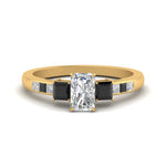 Load image into Gallery viewer, radiant-cut-channel-three-stone-diamond-engagement-ring-with-black-diamond-in-yellow-gold-FDENS205RARGBLACK-NL-YG.jpg
