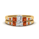 Load image into Gallery viewer, radiant-cut-channel-three-stone-diamond-engagement-ring-with-orange-sapphire-in-yellow-gold-FDENS205RAGSAOR-NL-YG.jpg