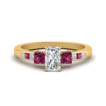 Load image into Gallery viewer, radiant-cut-channel-three-stone-diamond-engagement-ring-with-pink-sapphire-in-yellow-gold-FDENS205RARGSADRPI-NL-YG.jpg
