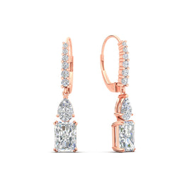 Radiant And Pear Cut Diamond Dangle Drop Earrings