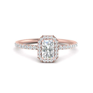 Radiant Cut Halo Petite Engagement Ring