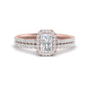Load image into Gallery viewer, radiant-cut-diamond-halo-wedding-ring-set-in-rose-gold-FD-8523RA-NL-RG