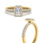 Load image into Gallery viewer, radiant-cut-diamond-halo-wedding-ring-set-in-yellow-gold-FD-8523RA-NL-YG
