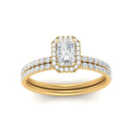 Load image into Gallery viewer, radiant-cut-diamond-halo-wedding-ring-set-in-yellow-gold-FD-8523RA-NL-YG