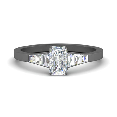 Radiant Cut With Tapered Trapezoid Cultured Diamonds Ring