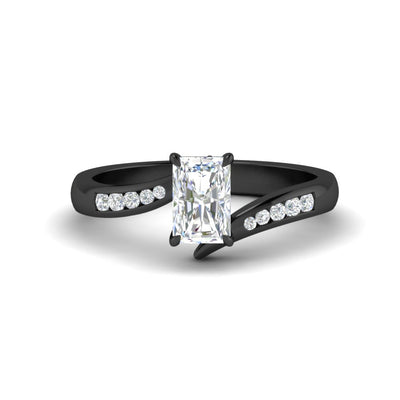 Radiant Cut Channel Set Swirl Diamond Ring