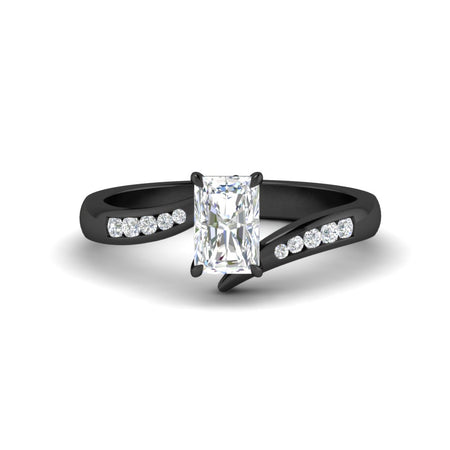 Radiant Cut Channel Set Swirl Diamond Ring