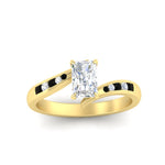 Load image into Gallery viewer, radiant-cut-diamond-swirl-channel-set-black-diamond-wedding-ring-in-yellow-gold-FDENS4028RARGBLACKANGLE5-NL-YG.jpg?v=1754995994
