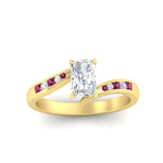 Load image into Gallery viewer, radiant-cut-diamond-swirl-channel-set-pink-sapphire-wedding-ring-in-yellow-gold-FDENS4028RARGSADRPIANGLE5-NL-YG.jpg?v=1754995990