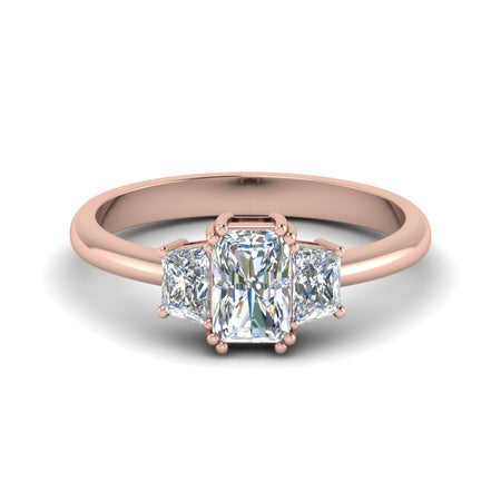 Radiant Cut Cathedral Setting Ring With Trapezoid Accents