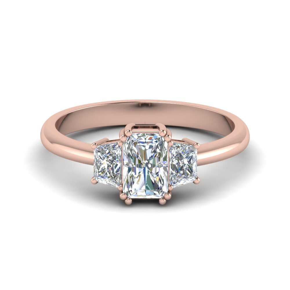 3 Stone Trapezoid Engagement Ring