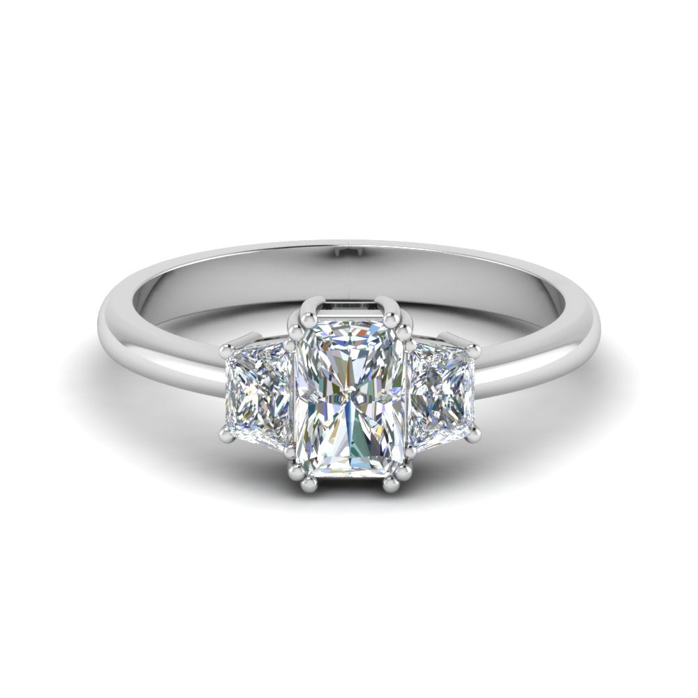 3 Stone Trapezoid Engagement Ring
