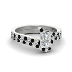 Load image into Gallery viewer, radiant-cut-diamond-wedding-ring-set-with-black-diamond-in-FDENS3007RAGBLACK-NL-WG
