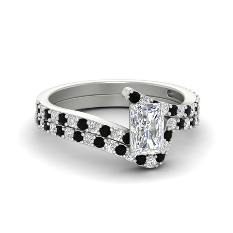 radiant-cut-diamond-wedding-ring-set-with-black-diamond-in-FDENS3007RAGBLACK-NL-WG
