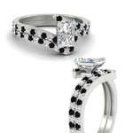 Load image into Gallery viewer, radiant-cut-diamond-wedding-ring-set-with-black-diamond-in-FDENS3007RAGBLACK-NL-WG
