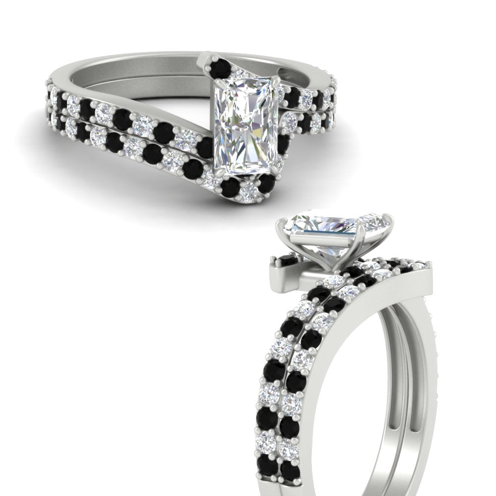 radiant-cut-diamond-wedding-ring-set-with-black-diamond-in-FDENS3007RAGBLACK-NL-WG