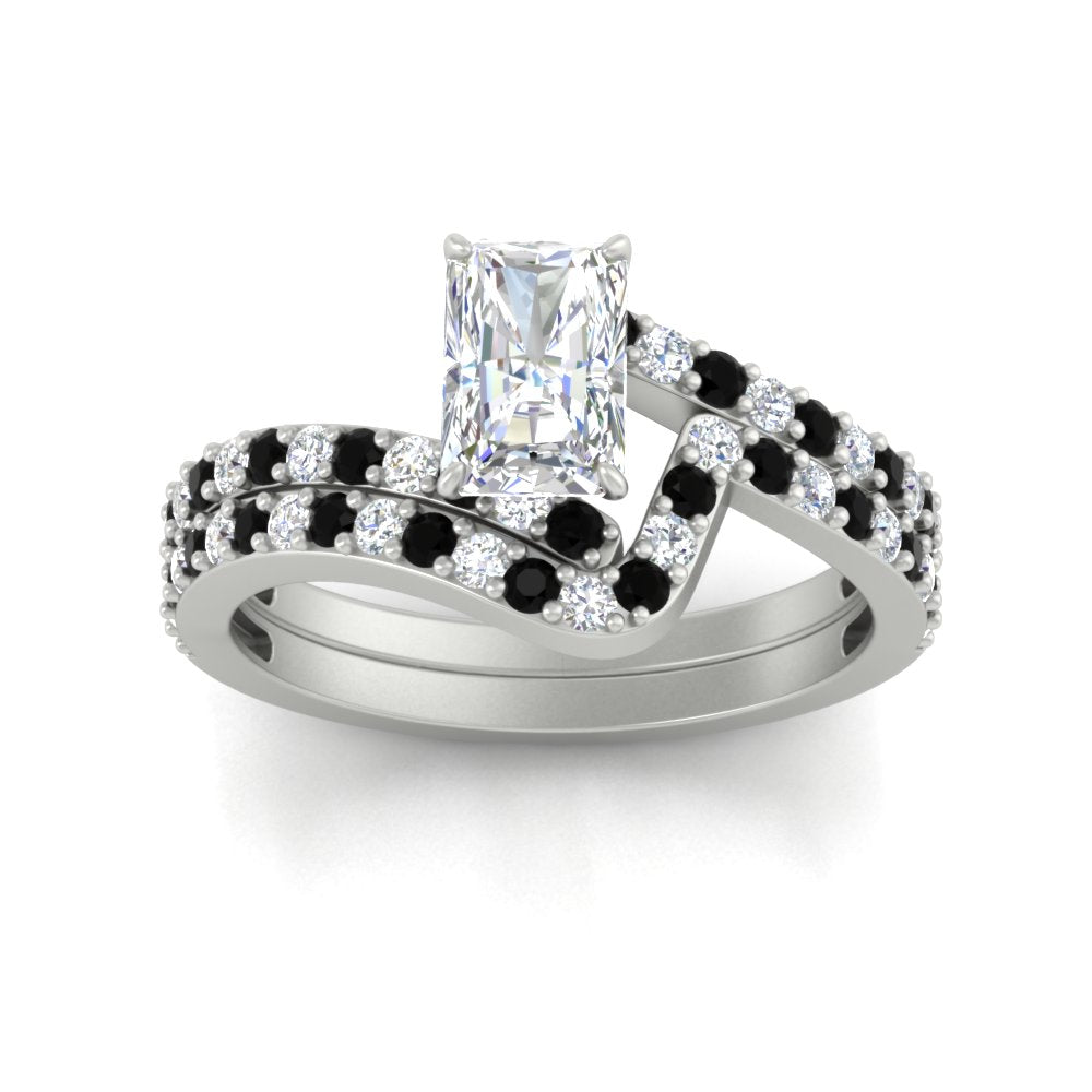 radiant-cut-diamond-wedding-ring-set-with-black-diamond-in-FDENS3007RAGBLACK-NL-WG