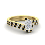Load image into Gallery viewer, radiant-cut-diamond-wedding-ring-set-with-black-diamond-in-FDENS3007RAGBLACK-NL-YG
