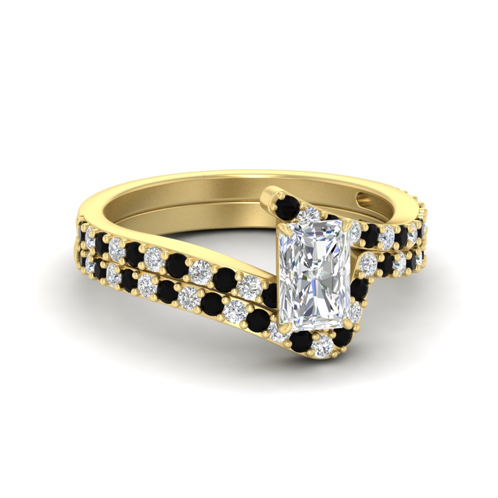 radiant-cut-diamond-wedding-ring-set-with-black-diamond-in-FDENS3007RAGBLACK-NL-YG