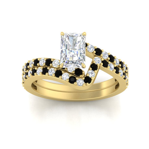 radiant-cut-diamond-wedding-ring-set-with-black-diamond-in-FDENS3007RAGBLACK-NL-YG
