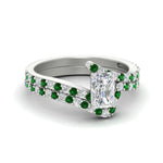 Load image into Gallery viewer, radiant-cut-diamond-wedding-ring-set-with-emerald-in-FDENS3007RAGEMGR-NL-WG
