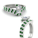 Load image into Gallery viewer, radiant-cut-diamond-wedding-ring-set-with-emerald-in-FDENS3007RAGEMGR-NL-WG
