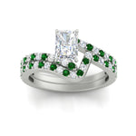 Load image into Gallery viewer, radiant-cut-diamond-wedding-ring-set-with-emerald-in-FDENS3007RAGEMGR-NL-WG
