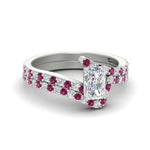Load image into Gallery viewer, radiant-cut-diamond-wedding-ring-set-with-pink-sapphire-in-FDENS3007RAGSADRPI-NL-WG
