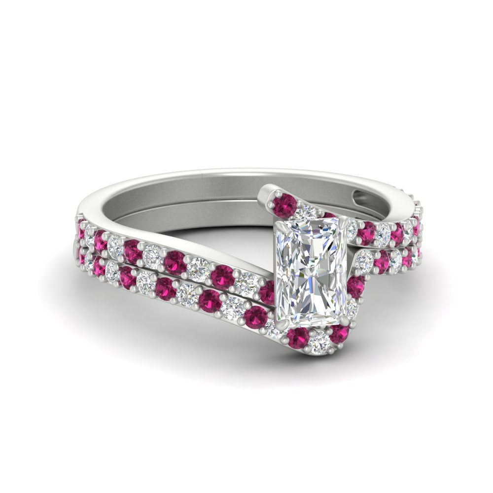 radiant-cut-diamond-wedding-ring-set-with-pink-sapphire-in-FDENS3007RAGSADRPI-NL-WG