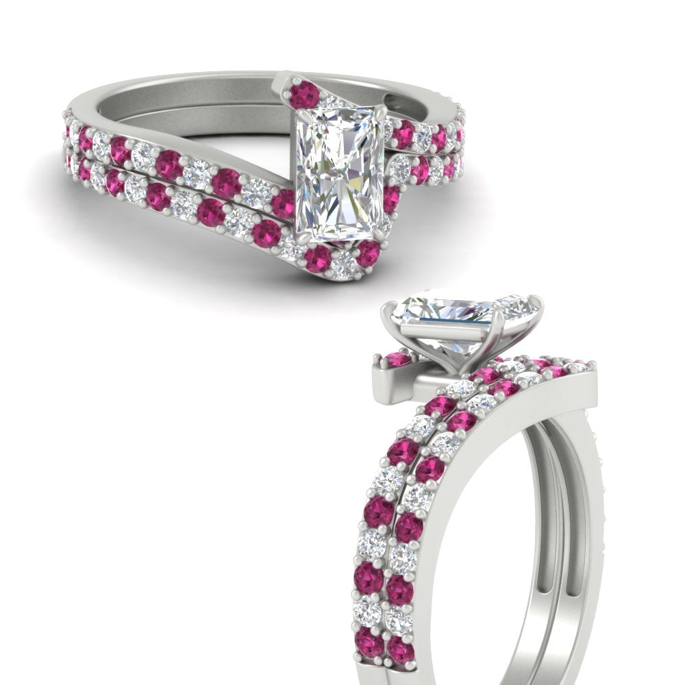radiant-cut-diamond-wedding-ring-set-with-pink-sapphire-in-FDENS3007RAGSADRPI-NL-WG