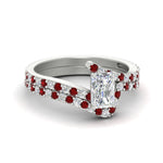Load image into Gallery viewer, radiant-cut-diamond-wedding-ring-set-with-ruby-in-FDENS3007RAGRUDR-NL-WG
