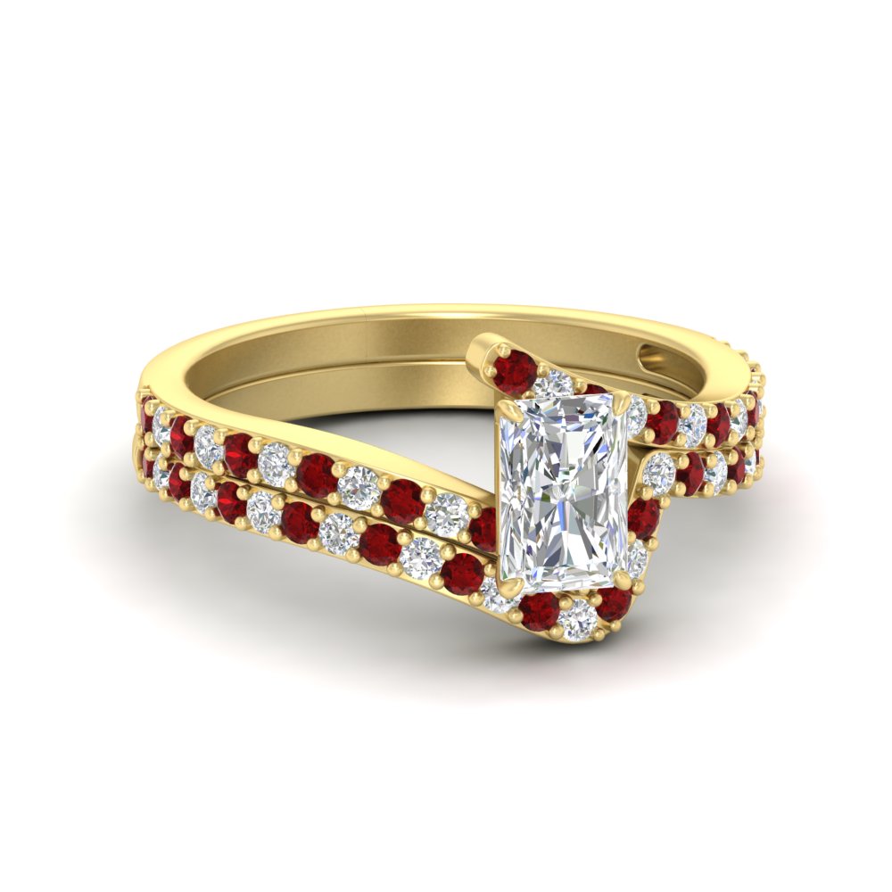 radiant-cut-diamond-wedding-ring-set-with-ruby-in-FDENS3007RAGRUDR-NL-YG