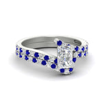 Load image into Gallery viewer, radiant-cut-diamond-wedding-ring-set-with-sapphire-in-FDENS3007RAGSABL-NL-WG
