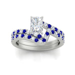 Load image into Gallery viewer, radiant-cut-diamond-wedding-ring-set-with-sapphire-in-FDENS3007RAGSABL-NL-WG

