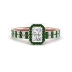 Load image into Gallery viewer, radiant-cut-emerald-halo-wedding-ring-set-in-rose-gold-FD-8523RAGEMGR-NL-RG
