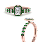 Load image into Gallery viewer, radiant-cut-emerald-halo-wedding-ring-set-in-rose-gold-FD-8523RAGEMGR-NL-RG