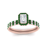Load image into Gallery viewer, radiant-cut-emerald-halo-wedding-ring-set-in-rose-gold-FD-8523RAGEMGR-NL-RG