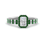 Load image into Gallery viewer, radiant-cut-emerald-halo-wedding-ring-set-in-white-gold-FD-8523RAGEMGR-NL-WG