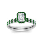 Load image into Gallery viewer, radiant-cut-emerald-halo-wedding-ring-set-in-white-gold-FD-8523RAGEMGR-NL-WG

