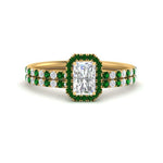 Load image into Gallery viewer, radiant-cut-emerald-halo-wedding-ring-set-in-yellow-gold-FD-8523RAGEMGR-NL-YG
