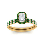 Load image into Gallery viewer, radiant-cut-emerald-halo-wedding-ring-set-in-yellow-gold-FD-8523RAGEMGR-NL-YG
