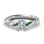 Load image into Gallery viewer, radiant-cut-emerald-twisted-vine-engagement-ring-in-white-gold-FD9127RARGEMGR-NL-WG
