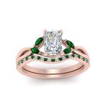 Load image into Gallery viewer, radiant-cut-engagement-ring-with-emerald-band-in-rose-gold-FD8300RAB3GEMGR-NL-RG.jpg
