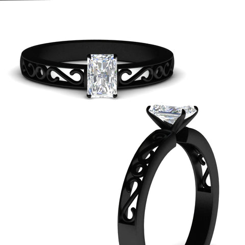 radiant-cut-filigree-single-stone-engagement-ring-in-black-gold-FDENS3289RARANGLE3-NL-BG.jpg?v=1763370611