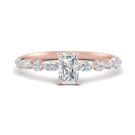 Radiant Cut Floating Marquise Accent Diamond Ring