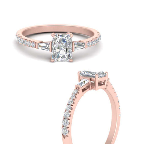 Delicate Antique Pave Radiant Engagement Ring