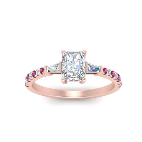 Delicate Antique Pave Radiant Cut Diamond Ring