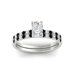 Load image into Gallery viewer, radiant-cut-french-pave-black-diamond-wedding-ring-set-in-white-gold-FD11408RAGBLACKANGLE5-NL-WG?v=1763104319